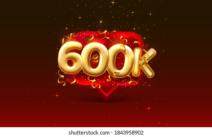 Thank you followers peoples, 600k online social group, happy banner celebrate, Vector illustration