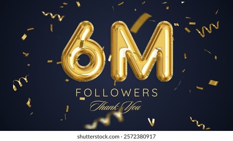 Thank you followers peoples, 6m online social group, happy banner celebrate, Vector illustration