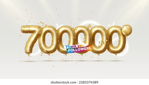 Thank you followers peoples, 700000 online social group, happy banner celebrate, Vector illustration