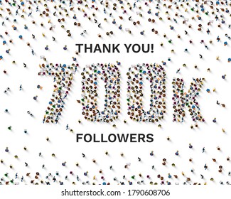Thank you followers peoples, 700k online social group, happy banner celebrate, Vector illustration