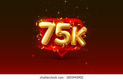 Thank you followers peoples, 75k online social group, happy banner celebrate, Vector illustration