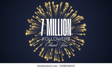 Thank you followers peoples, 7m online social group, happy banner celebrate, Vector illustration image.