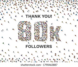 Thank you followers peoples, 80k online social group, happy banner celebrate, Vector illustration