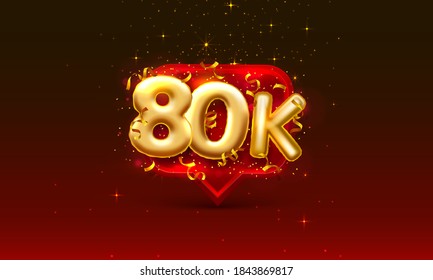 Thank you followers peoples, 80k online social group, happy banner celebrate, Vector illustration