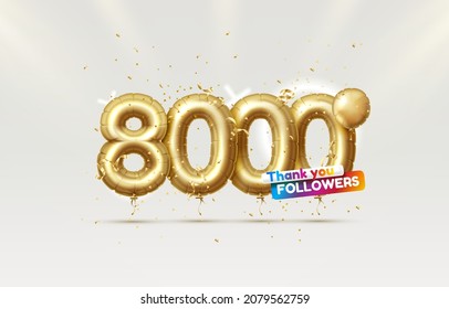 Thank you followers peoples, 8k online social group, happy banner celebrate, Vector illustration