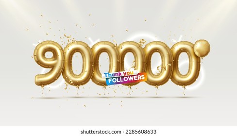 Thank you followers peoples, 900000 online social group, happy banner celebrate, Vector illustration