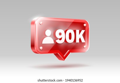 Thank you followers peoples, 90k online social group, happy banner celebrate, Vector illustration