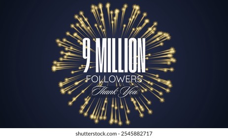 Thank you followers peoples, 9m online social group, happy banner celebrate, Vector illustration image.
