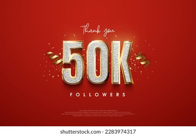 Thank you to followers, reaching 50k followers. Premium vector background for achievement celebration design. svg