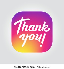 Thank you followers. Vector gradient color icon with lettering.