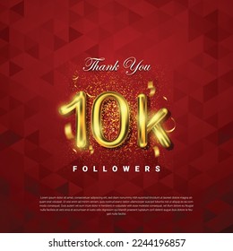 Thank you followers vector template with 10k golden sign for social media