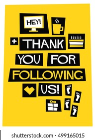 Thank You For Following Us! (Vector Illustration Design Template For Social Networks Thanking a Large Number of Subscribers or Likes Quote Poster Design)