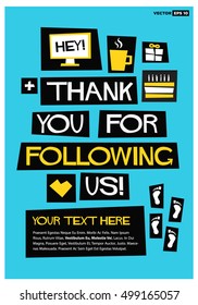 Thank You For Following Us! (Vector Illustration Design Template For Social Networks Thanking a Large Number of Subscribers or Likes Quote Poster Design)