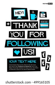 Thank You For Following Us! (Vector Illustration Design Template For Social Networks Thanking a Large Number of Subscribers or Likes Quote Poster Design)