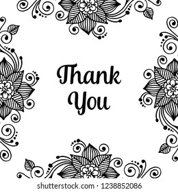 Thank you fowers and leaves hand draw