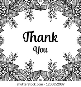 Thank You Fowers Leaves Hand Draw Stock Vector (Royalty Free ...