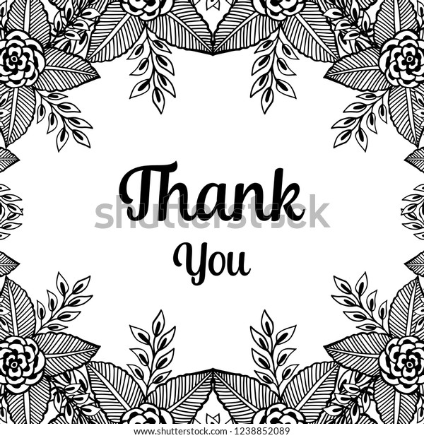 Thank You Fowers Leaves Hand Draw Stock Vector (Royalty Free) 1238852089