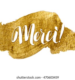 Thank You French Language Gold Foil Vector Lettering.