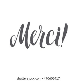 Thank You French Language Grey Vector Lettering on White Background.