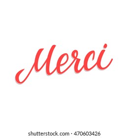 Thank You French Language Red Vector Lettering on White Background.