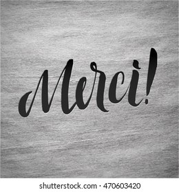 Thank You French Language Silver Metallic Foil Vector Lettering.