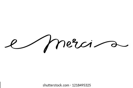 Thank you in French. Merci vector illustration.