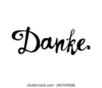 Thank you in German. Vector calligraphic letters black on white