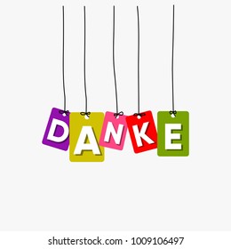 Thank you in Germany language hanging words vector, colourful words vector, danke vector isolated on white background