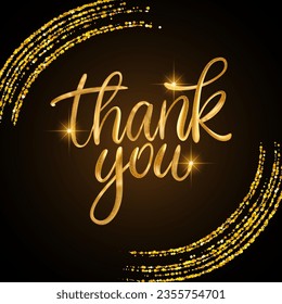 Thank you glitter text. Shiny sparkle 3d vector gold golden lettering calligraphy card