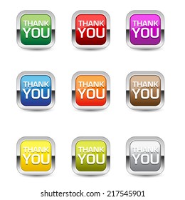 Thank You Glossy Shiny Square Vector Button