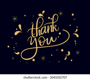 Thank you in gold and black color. Vector illustration