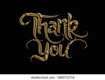 Thank You Gold lettering typographical vector background.