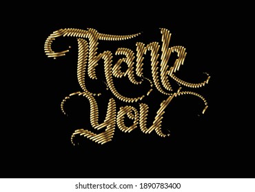 Thank You Gold lettering typographical vector background.