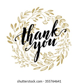Thank you golden  lettering design. Vector illustration EPS10
