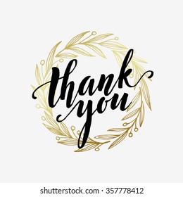 Thank you golden  lettering design. Vector illustration EPS10