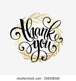 Thank you golden  lettering design. Vector illustration 