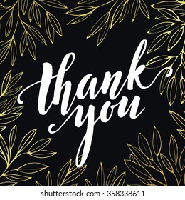 Thank you golden  lettering design. Vector illustration 