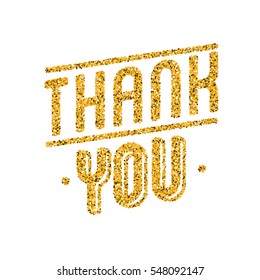 Thank you golden lettering design with glitter pieces. Vector illustration EPS10