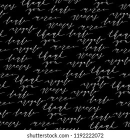 Thank you, gracias, danke, merci, arigato inscription design.Seamless pattern of modern handwritten brush calligraphy. Hand drawn lettering. Concept in many languages. Vector illustration.