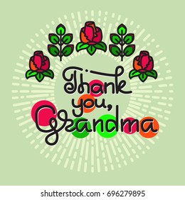 Thank You Grandma  handwritten lettering. Grandparents day emblems, logo. Vector illustration. Design for grandparents day greeting card, flyer, poster, banner or t-shirt.
