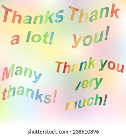 Thank you - grateful colored pencils text. Vector.