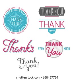 Thank you gratitude feeling emotions text lettering vector badge thanksfull quote phrases message