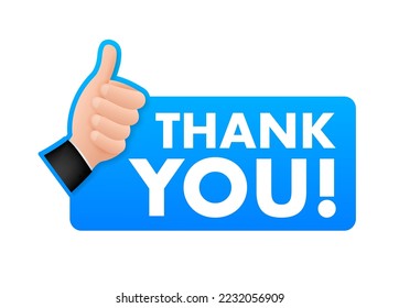 Thank you green label on white screen. Vector stock illustration.