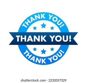 Thank you green label on white screen. Vector stock illustration.