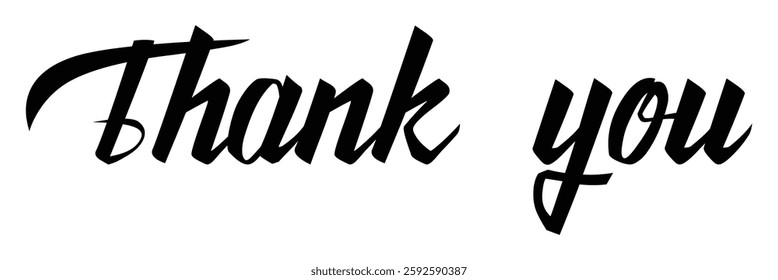 Thank you greeting card calligraphy black text. Thank you text vector. Template for Banner, Postcard, Poster, Print, Sticker or Web Product.