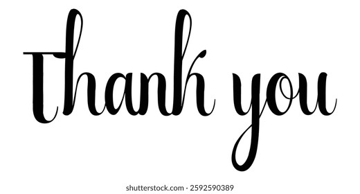 Thank you greeting card calligraphy black text. Thank you text vector. Template for Banner, Postcard, Poster, Print, Sticker or Web Product.