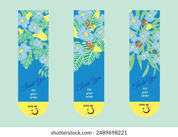 thank you greeting card design with flowers, can be used as invitation card for wedding, birthday and other holiday and summer background.