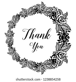 Thank you greeting card with floral vector illustration