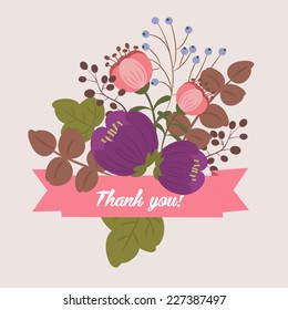 Thank you greeting card - floral vector background