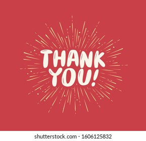 Thank You greeting. Card with hand drawn letterinig vector illustration